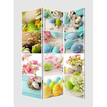 Three Panel Reversible Easter Spring Art Room Divider Screen