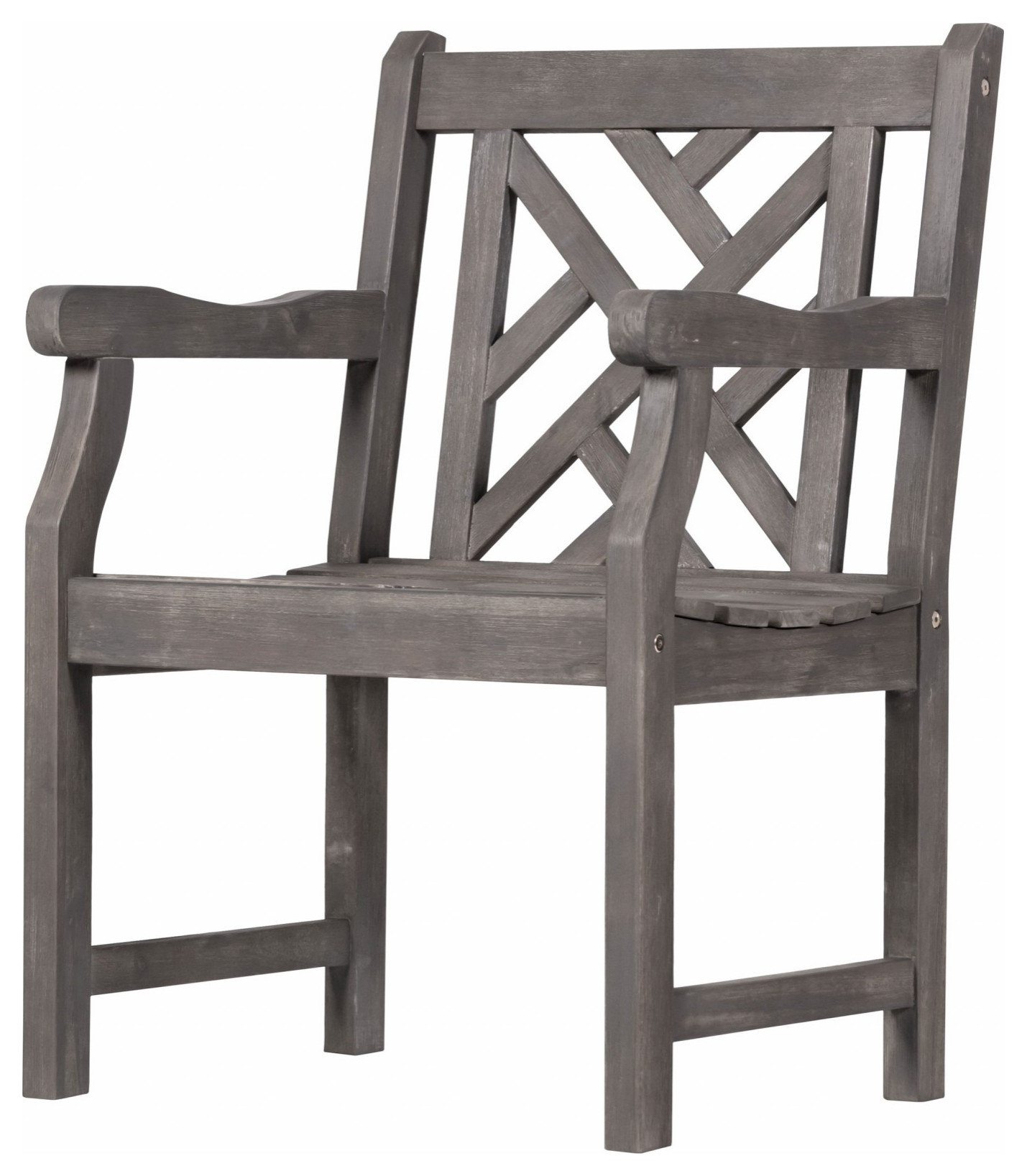 Distressed Patio Armchair With Diagonal Design Farmhouse Outdoor