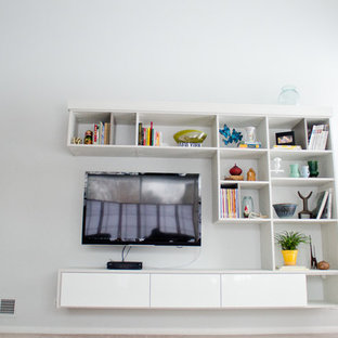 Inspiration for a modern home theater remodel in Louisville