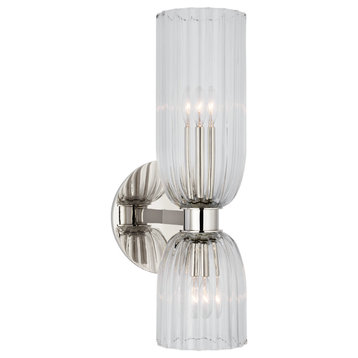 Asalea 16" Double Bath Sconce in Polished Nickel with Clear Glass