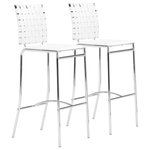 Zuo Modern - Criss Cross Bar Chair (Set of 2) White - With three height choices, the Criss Cross works in any decor setting, modern or transitional. It has 100% Polyurethane back straps and a flat seat with a chrome steel tube frame.