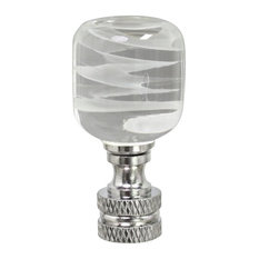 Aspen Creative 24010, Clear with White Cloud Glass Lamp Finial, Nickel, 2" Tall