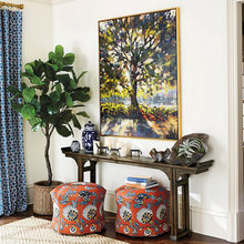 blue and red decor