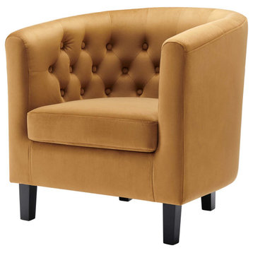 Armchair Accent Chair, Velvet, Brown, Modern, Living Lounge Hotel Hospitality