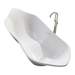 ADM Bathroom Design - ADM Curved Freestanding Bathtub, White, 85.8" - Bathtubs