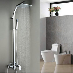 Contemporary Tub Shower Faucet with 8 inch Shower Head + Hand Shower TSC033 - Tub And Shower Faucet Sets