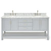 Ariel Magnolia 73" Oval Sinks Bath Vanity Carrara Marble Gray, Gray, 1.5" Carrara Marble