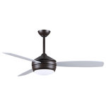 Matthews Fan Company - T-24, Ceiling Fan, LED , Textured Bronze , Matte White/Brushed Nickel Blades - The T24 is Matthews' 52"' contemporary, yet humble three blade ceiling fan.  The efficient 3-speed AC motor and Title 24 qualified LED Light Kit are operated by wall control.