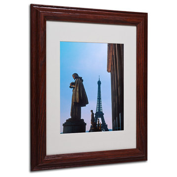 'View of Eiffel from Trocadero' Matted Framed Canvas Art by Kathy Yates