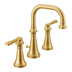 Colinet Chrome Two-Handle High ArcBathroom Faucet - Brushed Gold - Bathroom Sink Faucets
