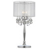 Silver Mist 3-Light Chrome Crystal Table Lamp With White Shade