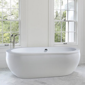 Vanity Art Freestanding Acrylic Soaking Bathtub, White, 71" x 34"