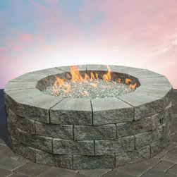 Round Gas Fire Pit Kit- Olde English - Landscaping Stones And Pavers
