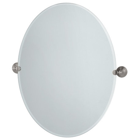 Gatco 4369LG 27-1/2" W x 32" H Oval Frameless Bathroom Wall - Satin Nickel