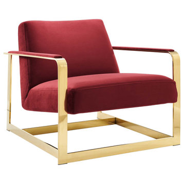 Seg Performance Velvet Accent Chair, Gold Maroon