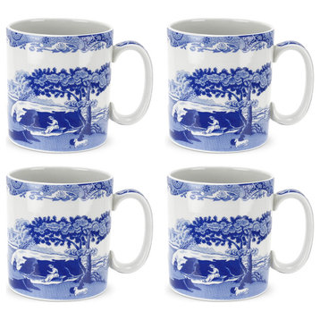 Spode Blue Italian Set of 4 16 ounce Mugs