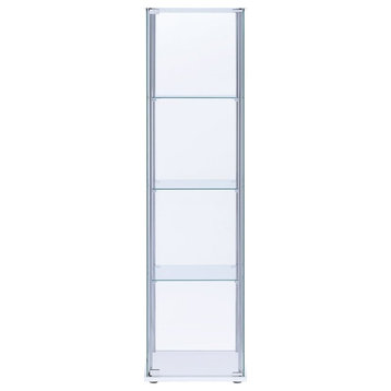 Bowery Hill Modern Metal 4 Shelf Glass Display Case in White