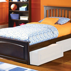 Brooklyn Platform Bed with Raised Panel Footboard in Antique Walnut Finish - Platform Beds