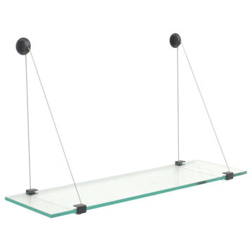 10" x 27" Crane Floating Clear Glass Shelf