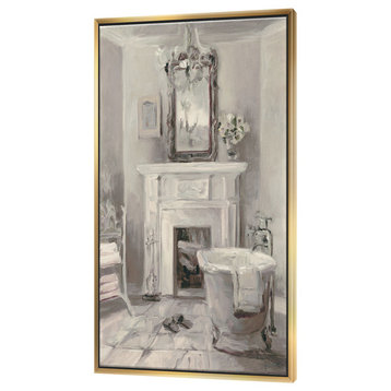 Designart French Bathroom Vintage I Bathroom Painting Print, Gold, 30x40