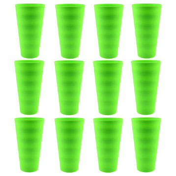 Break-Resistant Plastic Cups 18Oz, Reusable Design, Set of 12, Green