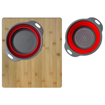 Over The Sink Large Cutting Board With Colander Set A-907