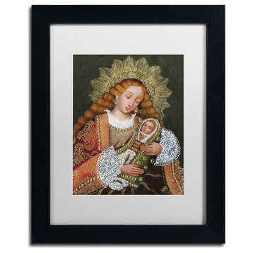 Sergio Cruze 'The Virgin and Son IV' Matted Framed Art, White Mat, 14"x11"