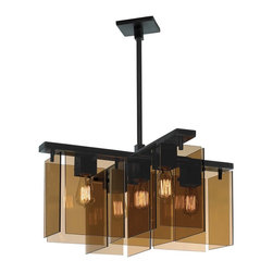 Sonneman Bronze Age 5-Light 24" Square Pendant in Black Brass Finish - Pendant Lighting