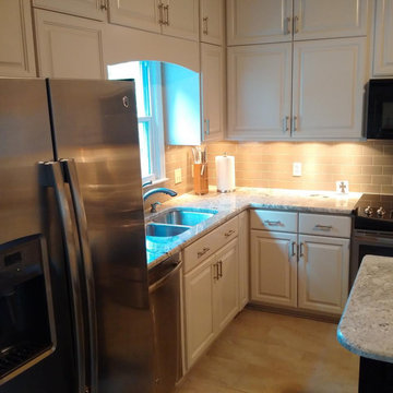 Helena, AL. Cabinet Refacing/Modifications, Granite, Tile Backsplash, Tile Floor