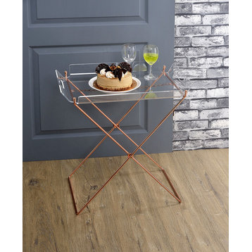 Acme Cercie Tray Table, Clear Acrylic and Copper