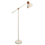 StyleCraft Home Collection - Floor Lamp, White Finish, White Metal Shade - A traditional task light reimagined, this floor lamp pairs a directional reflective shade with a stark white finish to create a wonderful new look. This modern lamp is framed in metal with a minimalist profile that is rooted in functional industrial design. It features an adjustable single arm to display its shade and project light at sofa sides and in reading nooks.