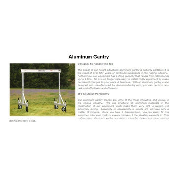 Gantry Cranes NV - Portable Aluminum Gantry Crane (775)778 9112