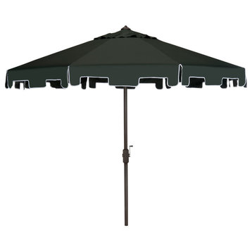Safavieh Zimmerman Market Outdoor Umbrella With Flap, Dark Green