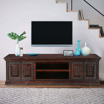 Classic Elizabethan Mango Wood Rustic TV Stand Media Console