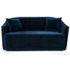 Aster Modern Blue Velvet and Brass Sofa Set