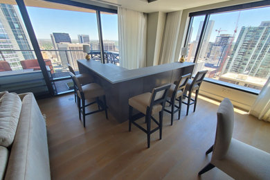 Example of a minimalist dining room design in Denver