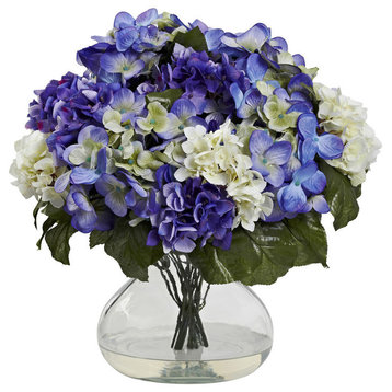 Hydrangea With Large Vase, Blue Purple