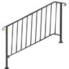 Wrought Iron Handrail Outdoor Stair Rail with Installation Kit, Black, Fit 4-5 Steps