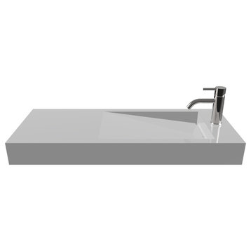 Badeloft Stone Resin Wall-mounted Sink, Matte White