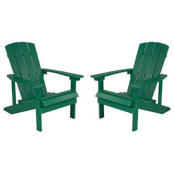 Home Square 2 Piece Faux Wood Adirondack Chair Set In Green