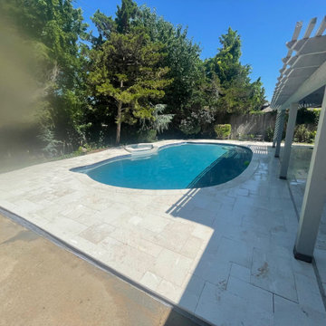 Concrete Pool & Spa Remodel with Travertine Coping/Deck & Patio