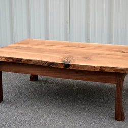 Live Edge White Oak Coffee Table with Curved Walnut Frame - Coffee Tables