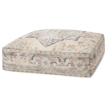 Loloi LPF0021 Beige / Multi 24"W x 24"D x 8"H Pouf