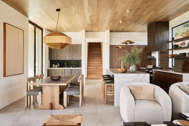 Example of a minimalist dining room design in Santa Barbara