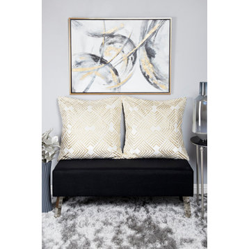 Metallic Contemporary Abstract Art Painting in Metallic Gold Wood Frame