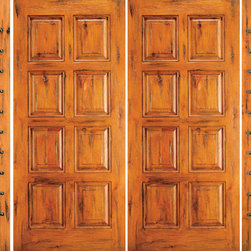 Knotty Alder Entry Prehung Double Door with Two Sidelites, 8-Panel - Front Doors