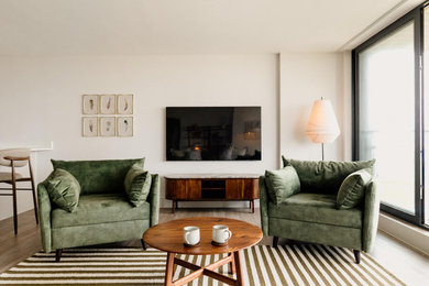 Medium sized retro living room in Cardiff.