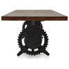 Steampunk Adjustable Dining Table, Iron Crank Base, Provincial Top