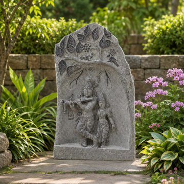 4 ft Radha Krishna Beneath the Tree Relief Sculpture