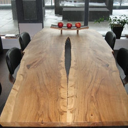 Reclaimed Live Edge Slab Maple Dining Table - Dining Tables